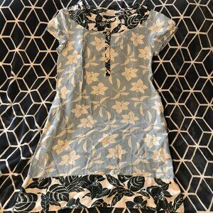 Vintage Gap Floral Linen short sleeve A-Line Dress Size 10 _ drs008